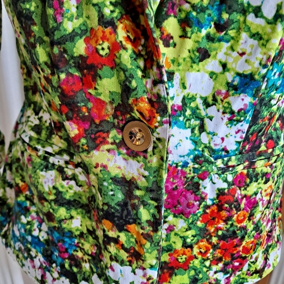 Notations bright floral one button blazer with sinched sleeve - Picture 4 of 6